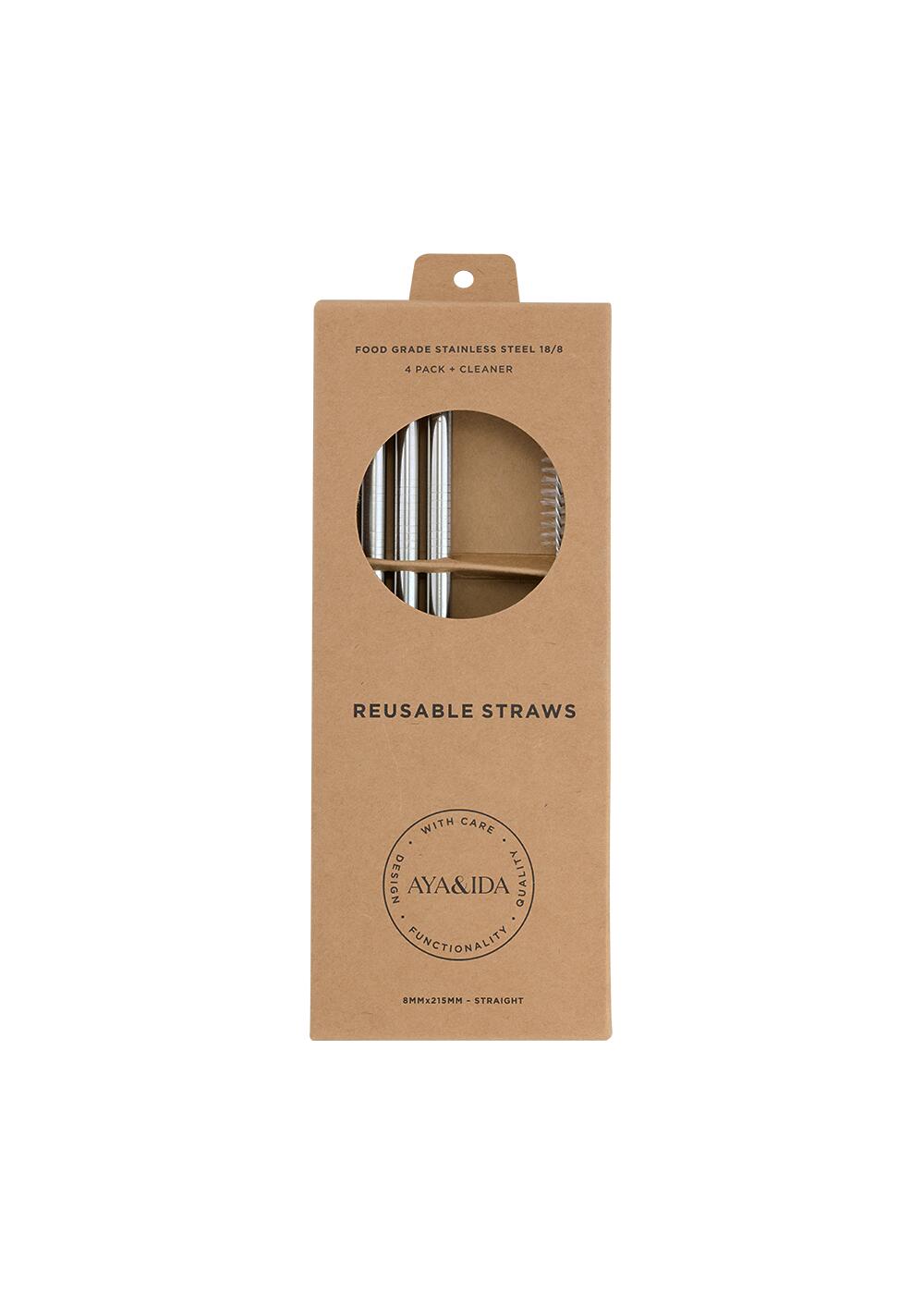 Straight Smoothie sugerør, sølvfarvet - 4 stk